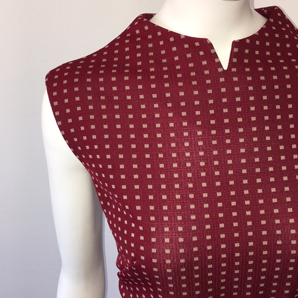 Vintage red w/ white squares belted dress - Picture 2 of 8